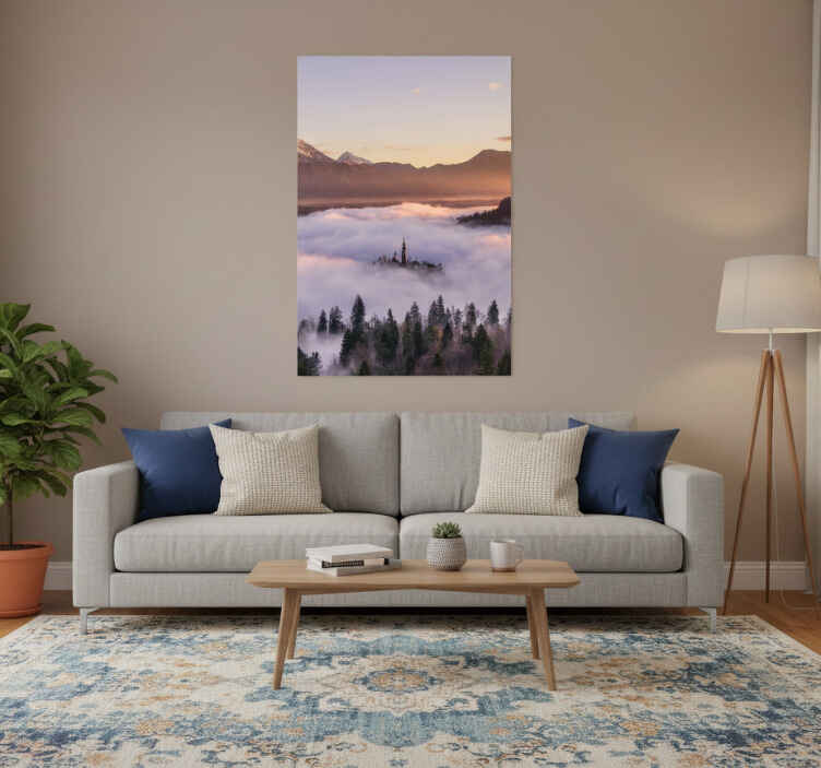 Poster paisaje castillo encantador en la montaña - TenVinilo