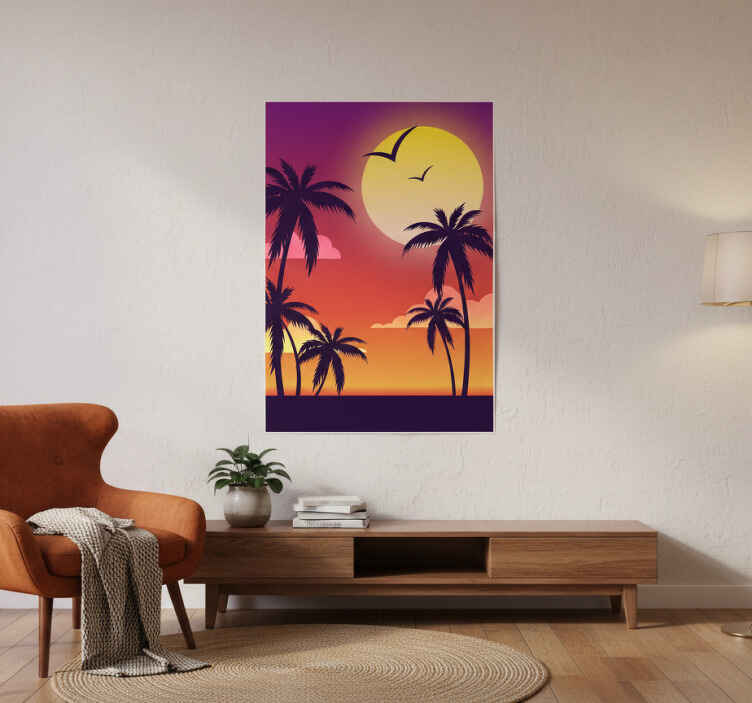 Landscape poster 70's sunset vertical - TenStickers