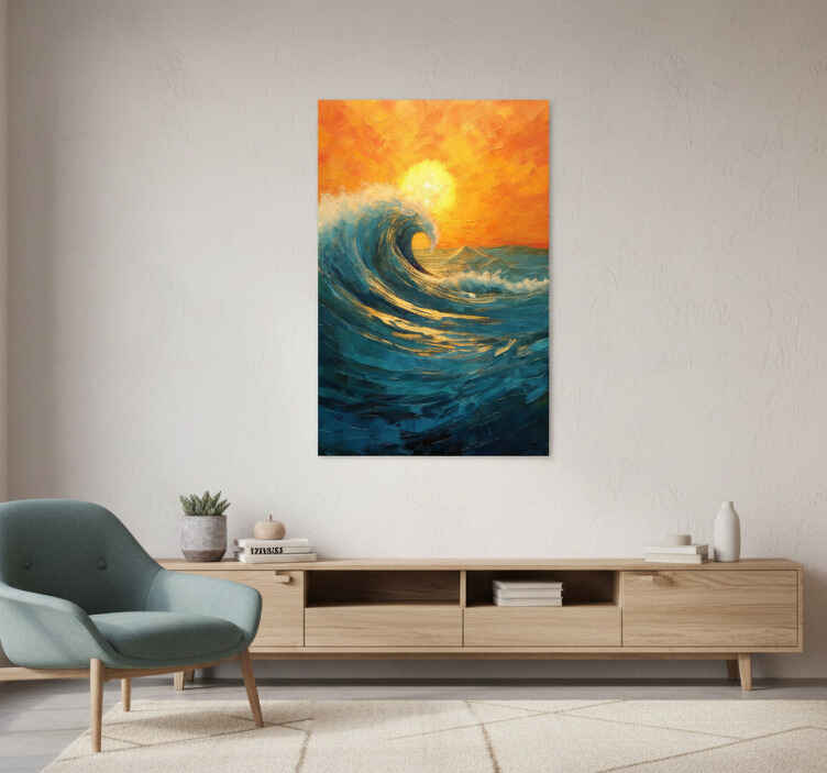 Landscape poster sunrise wave art print - TenStickers
