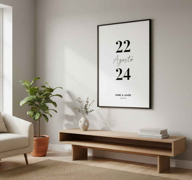 Customisable poster minimalist wedding date - TenStickers