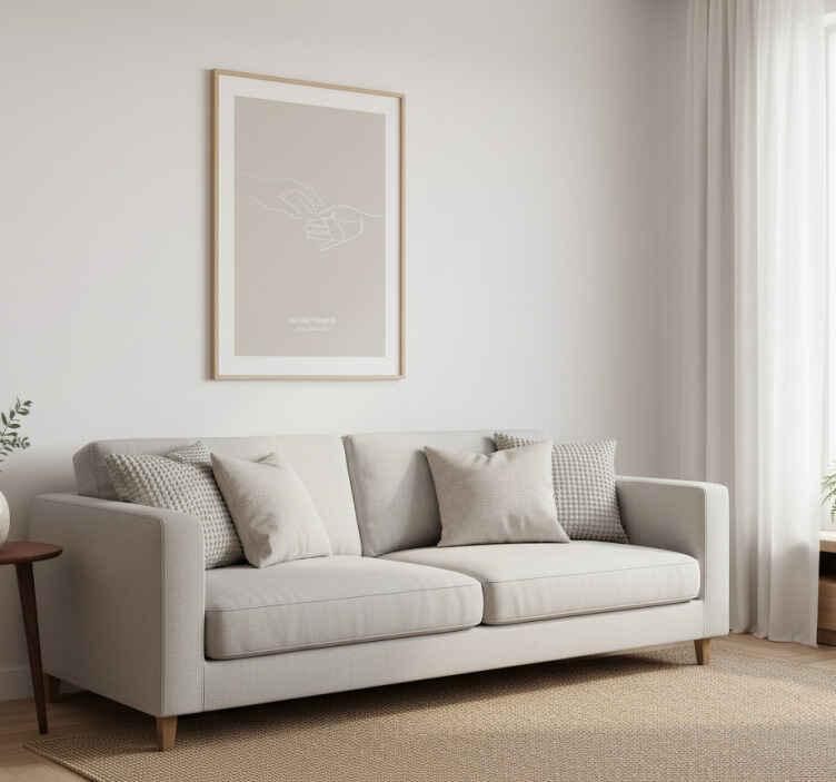 Customisable poster minimalist reaching hands - TenStickers