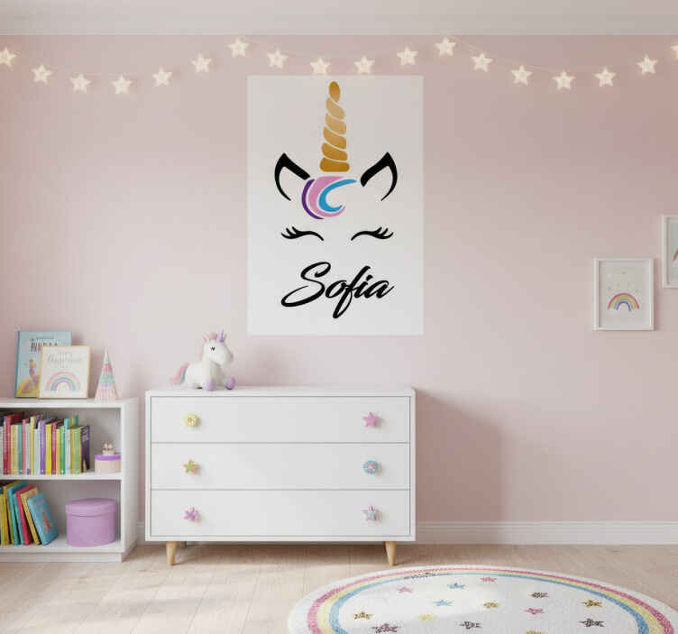 Personalisierte poster mit süßem einhorn gesicht - TenStickers