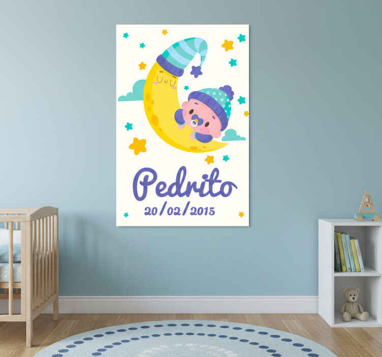 Personalisierte poster schlafendes baby am mond - TenStickers