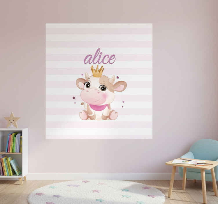 Personalisierte poster süße kuhprinzessin - TenStickers