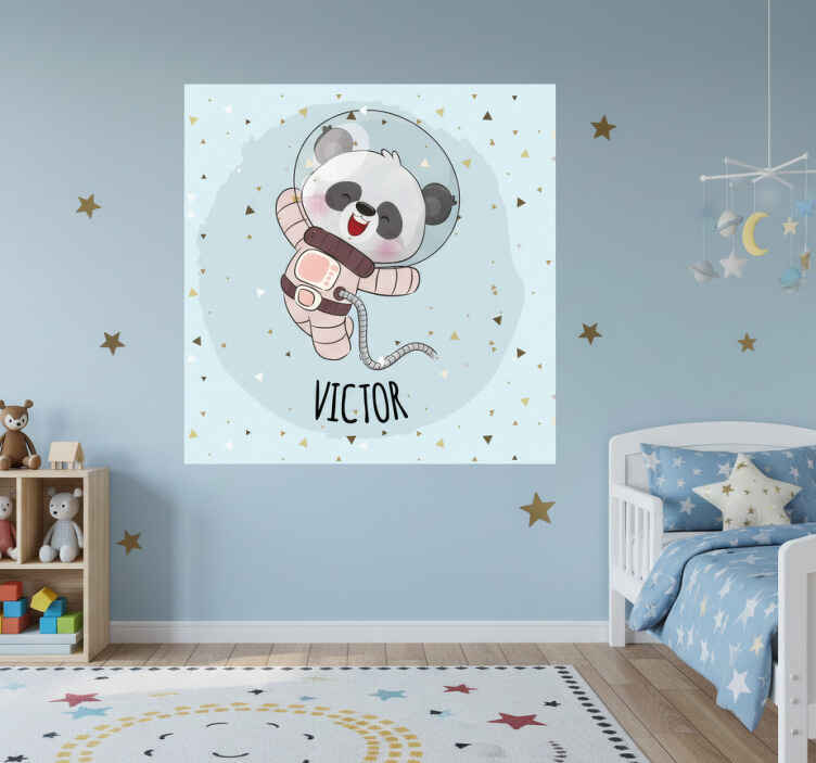 Personalisierte poster fröhlicher weltraum-panda - TenStickers