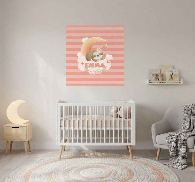 Personalisierte poster faultier und mond - TenStickers