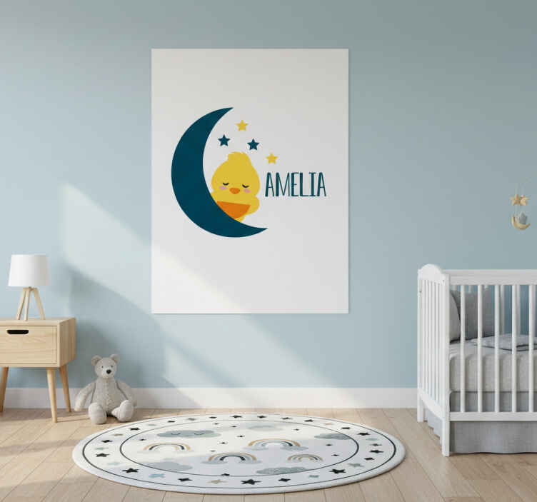 Personalisierte poster schlafendes küken mond - TenStickers