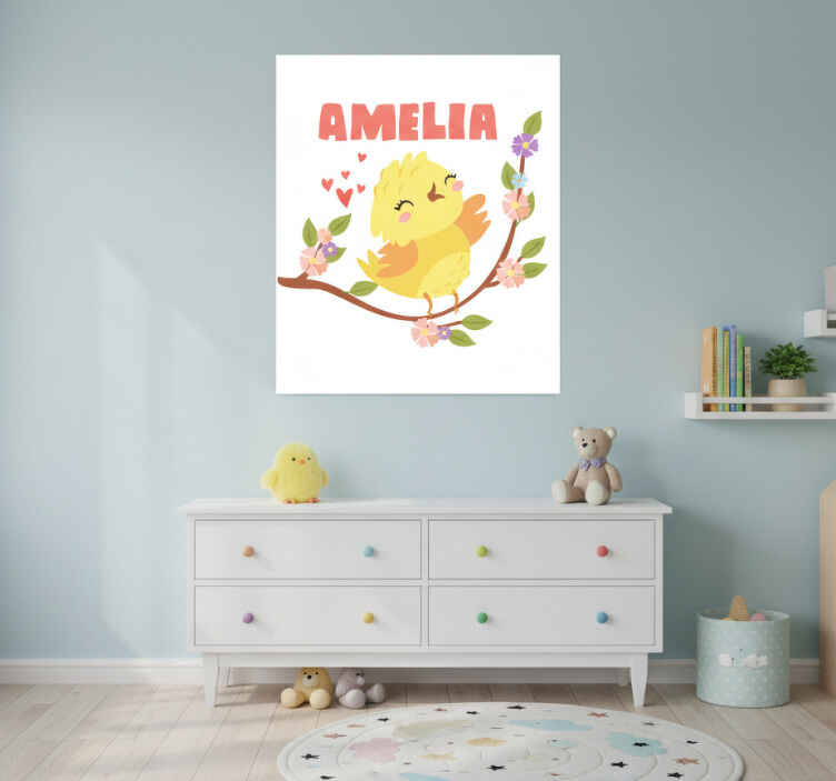 Personalisierte poster fröhlicher gelber vogel - TenStickers