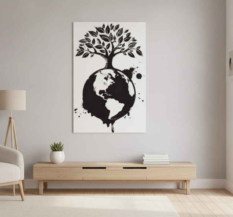 Poster di alberi vinile decorativo mappamondo e albero - TenStickers