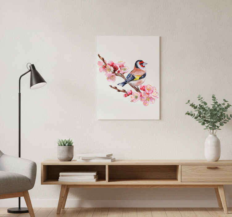 Poster di alberi rami primaverili con uccelli - TenStickers