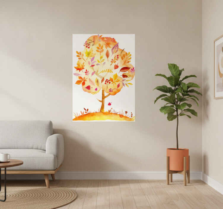 Poster árboles vinilo decorativo árbol otoñal - TenVinilo