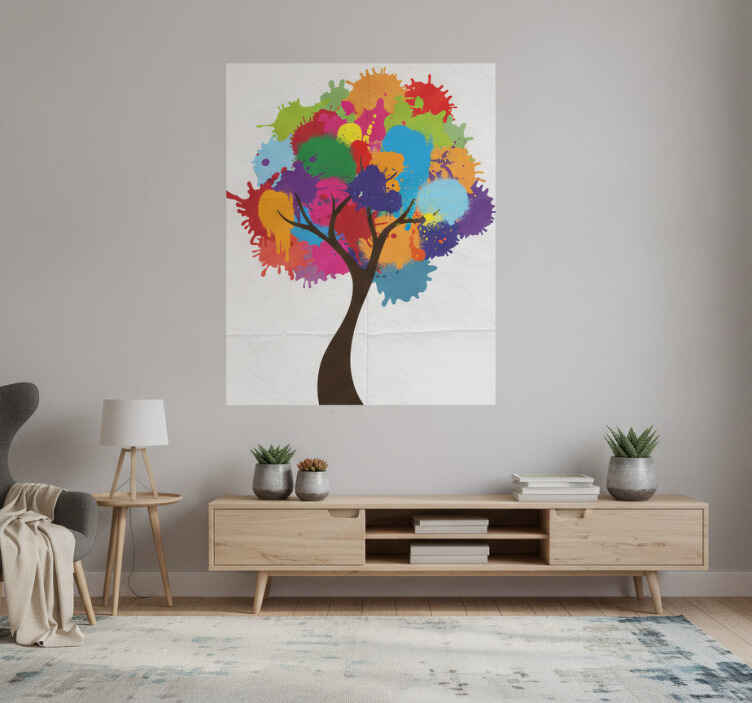 Poster árboles salpicaduras de colores - TenVinilo