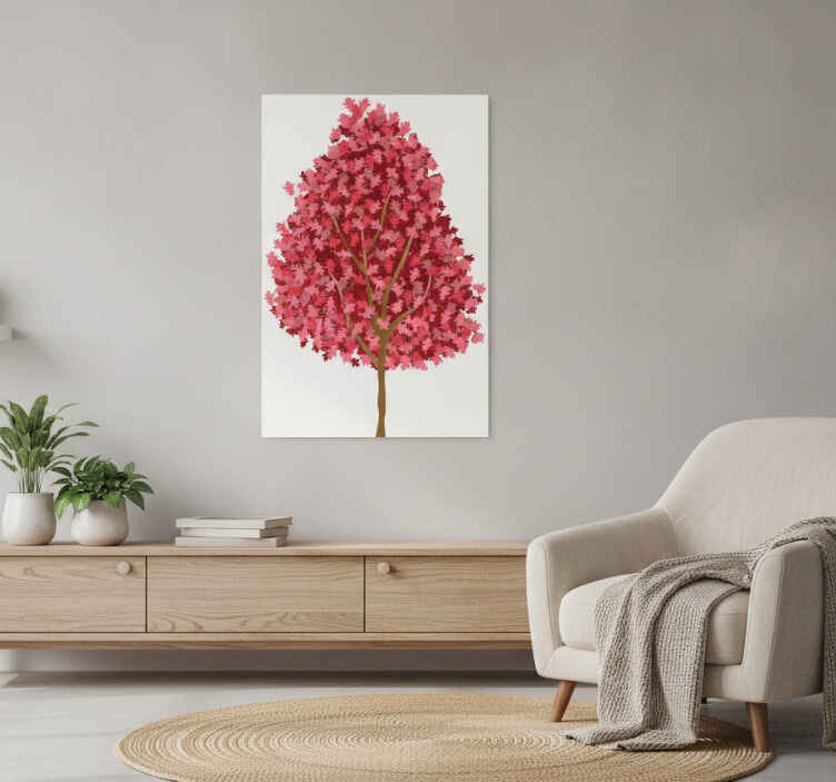 Poster árboles árbol con flores rosas - TenVinilo