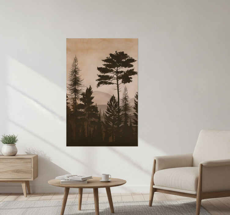 Poster de árvores floresta colorida em estilo escandinavo - TenStickers