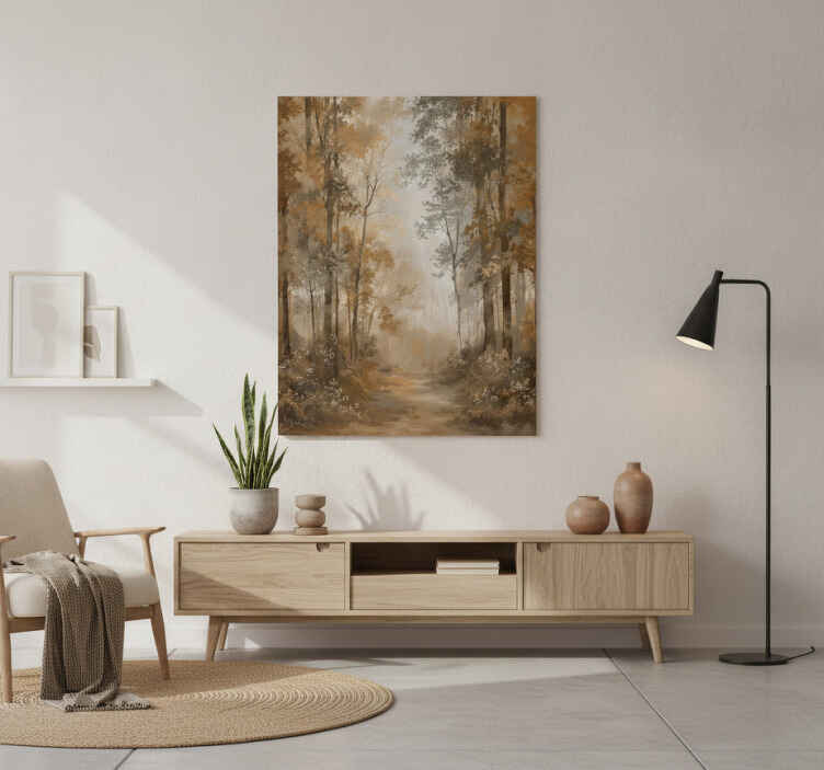 Poster di alberi bosco d'autunno ambra - TenStickers