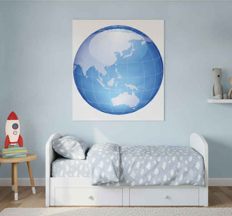 Poster do mapa mundial vinil azul da austrália e Ásia - TenStickers