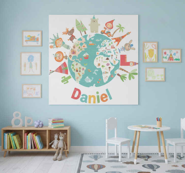 Poster do mapa mundial mundo feliz - TenStickers