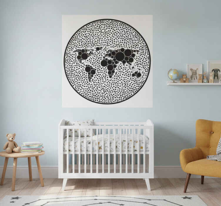 Poster do mapa mundial com design circular global - TenStickers