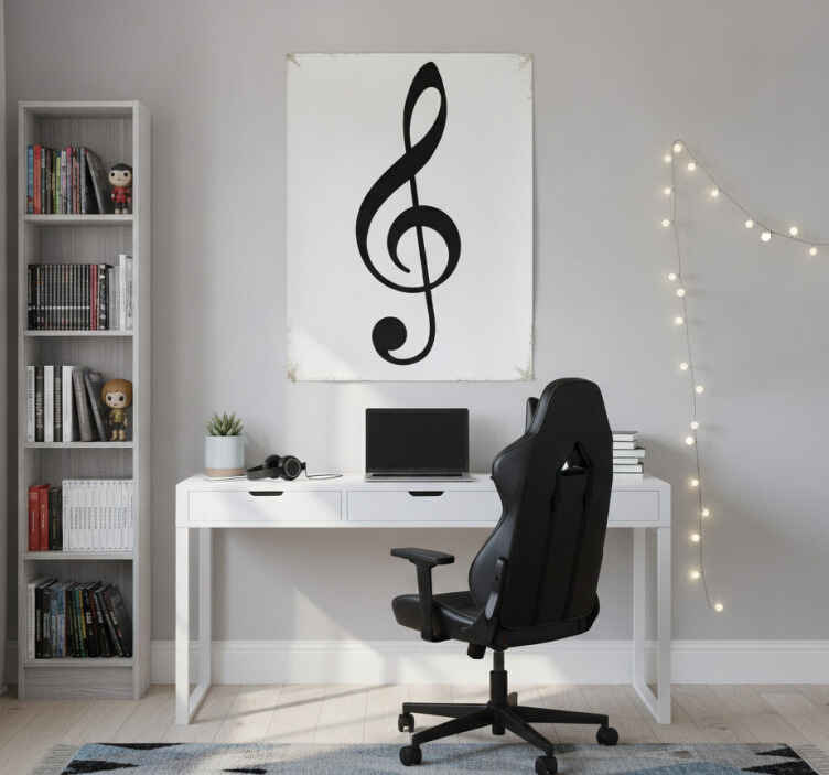 Poster de música vinis de parede clave de sol - TenStickers