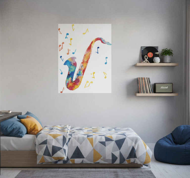 Poster musicales saxofón de colores - TenVinilo