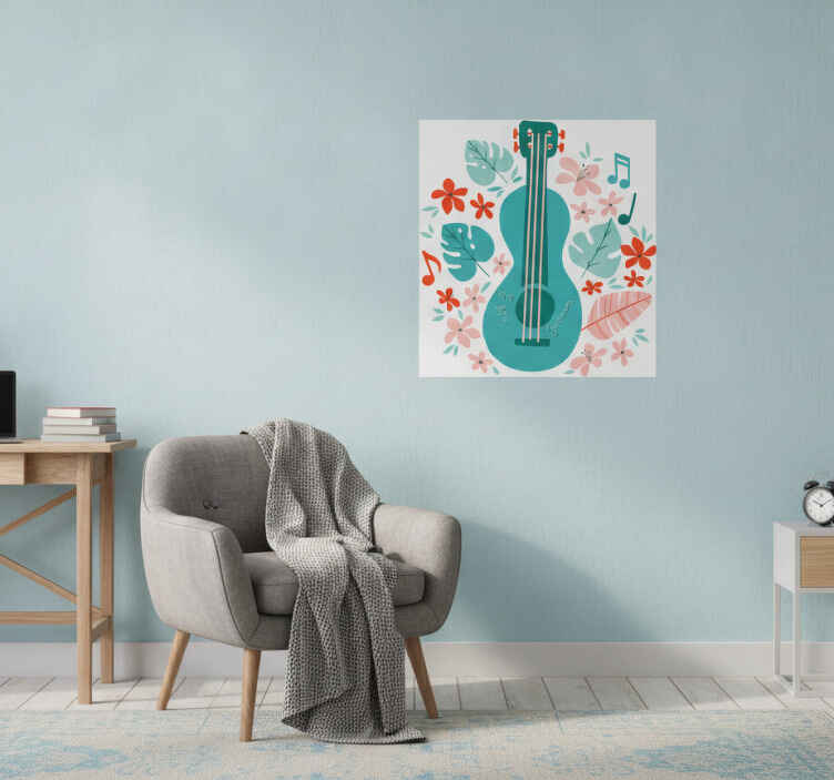 Poster musicales guitarra con flores - TenVinilo