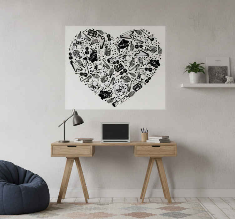 Poster musicales diseño en forma de corazón - TenVinilo