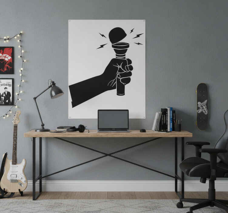 Poster musicales brazo sosteniendo micrófono - TenVinilo