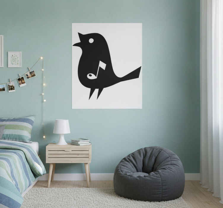 Poster musicales adhesivo decorativo pájaro cantor - TenVinilo