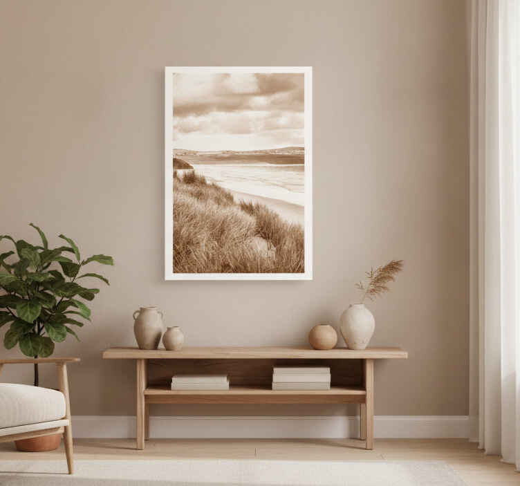 Poster paisajes paisaje costero tonos sepia - TenVinilo