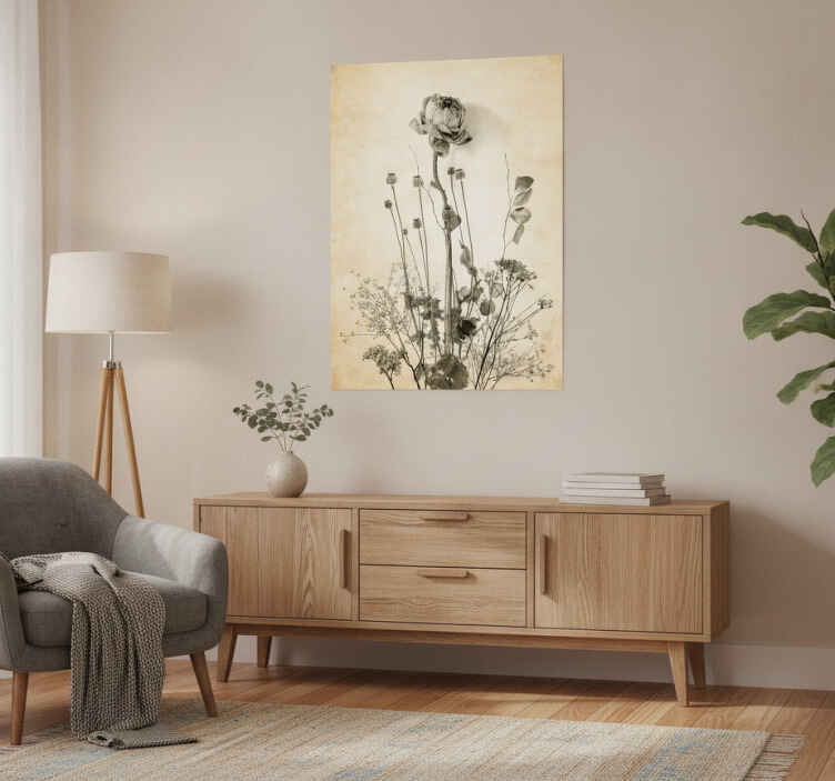 Affiche plantes bouquet de fleurs sur fond beige - TenStickers
