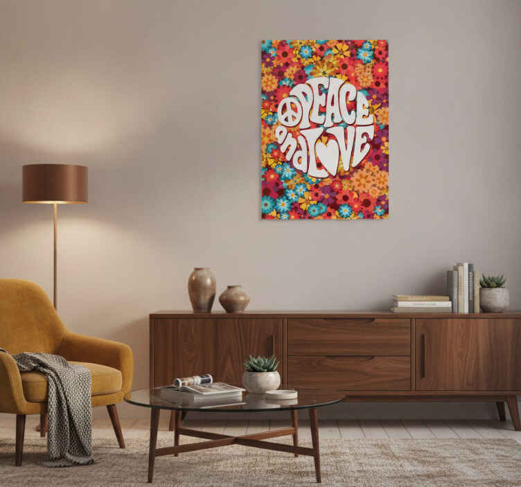 Flower poster peace and love - TenStickers