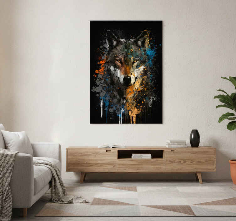 Poster art peinture de loup - TenStickers