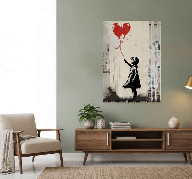Art poster girl with balloons - TenStickers