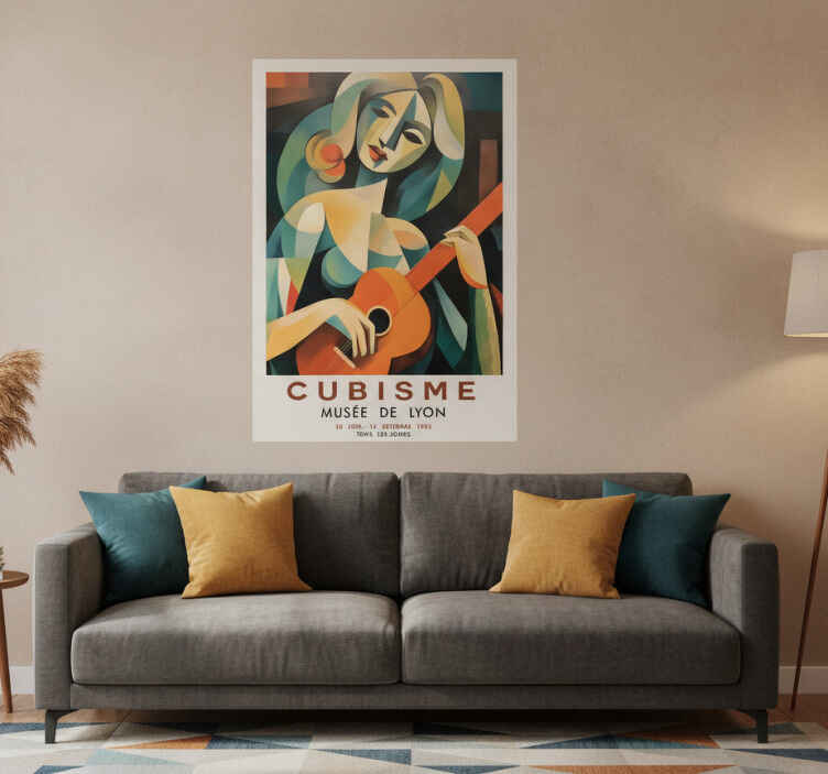 Art poster cubist portrait of woman with guitar - TenStickers