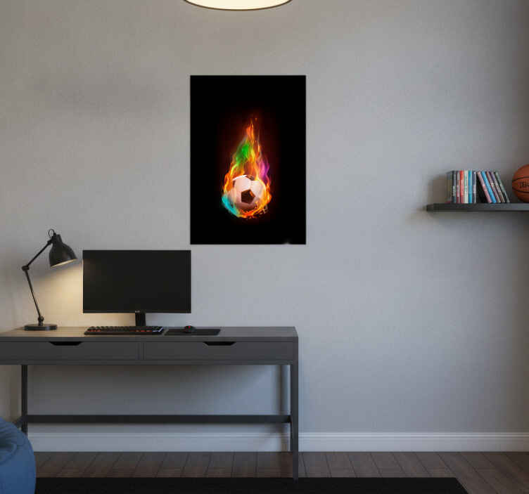 Football poster with colorful fireball design - TenStickers