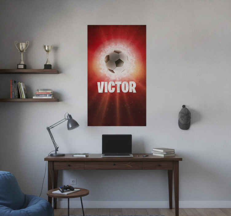 Poster fútbol bola de fuego con nombre - TenVinilo