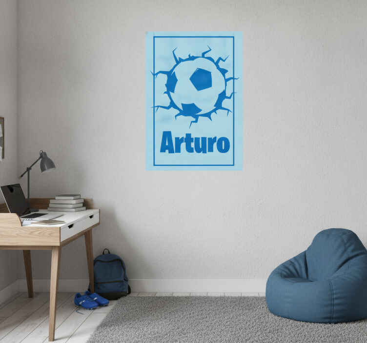 Football poster wall breaking ball - TenStickers