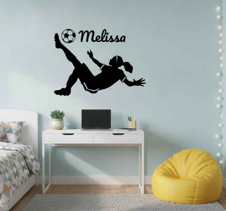 Football poster customizable female soccer player - TenStickers