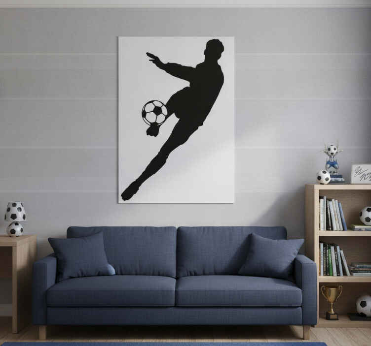 Football poster silhouette of a player kicking ball - TenStickers