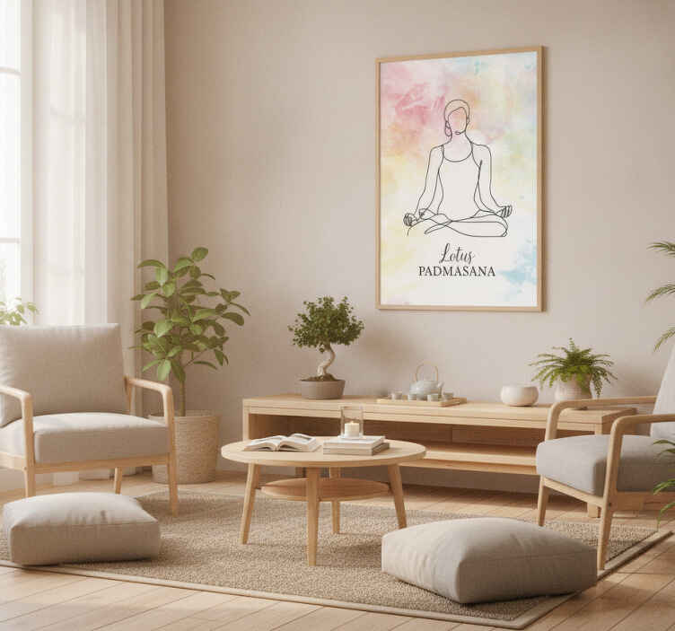 Zen poster meditation pose line art - TenStickers
