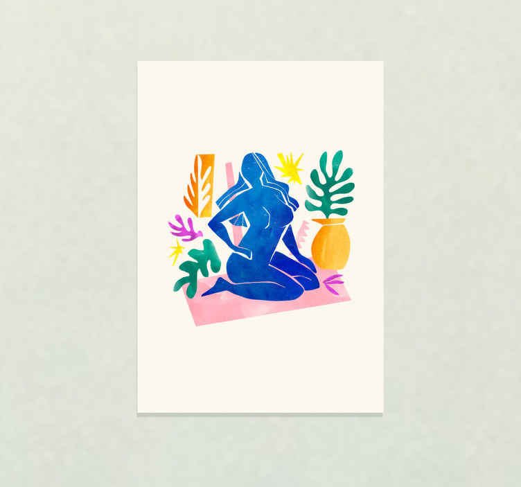 Abstracte Vrouw met Bloemenhoofd Poster - TenStickers