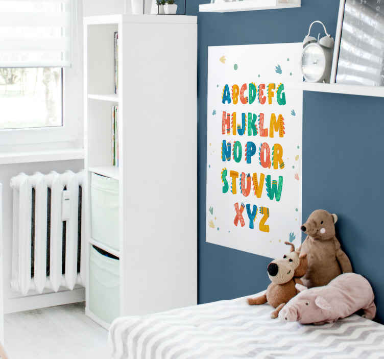 Plakat do pokoju dziecka litery dinozaurów - TenStickers