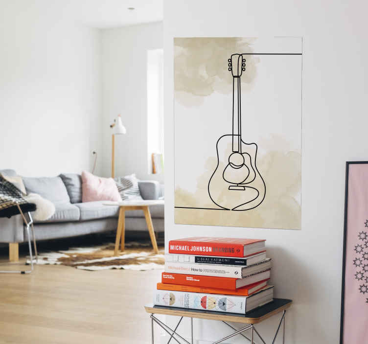 Póster guitarra monolínea musical - decorativos