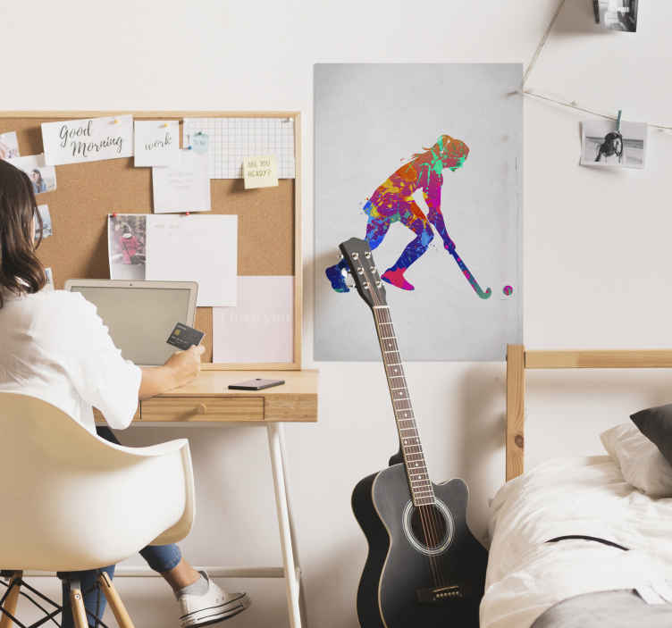 Woman field hockey player poster - TenStickers