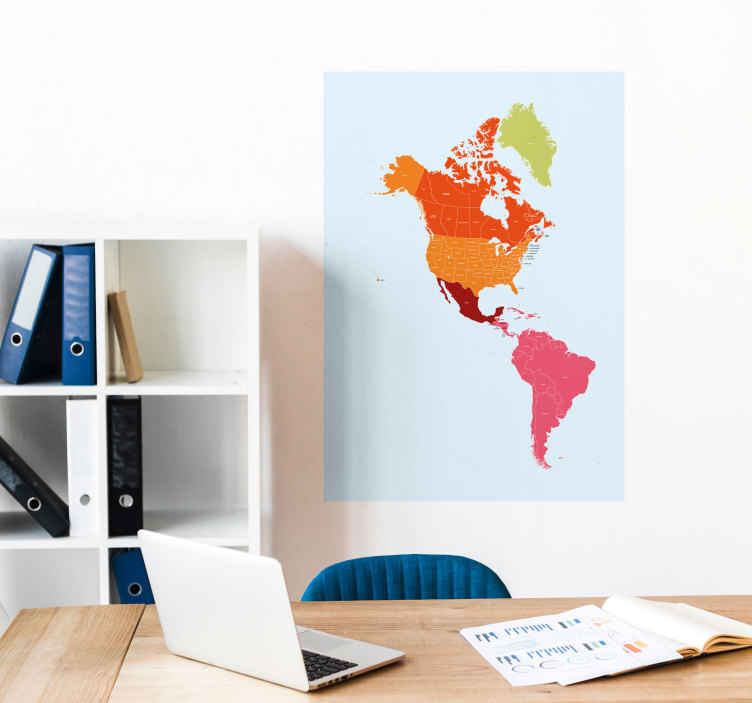 Poster amerika continent kaart - TenStickers