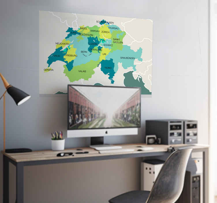 Poster einer Landkarte der Schweiz - TenStickers