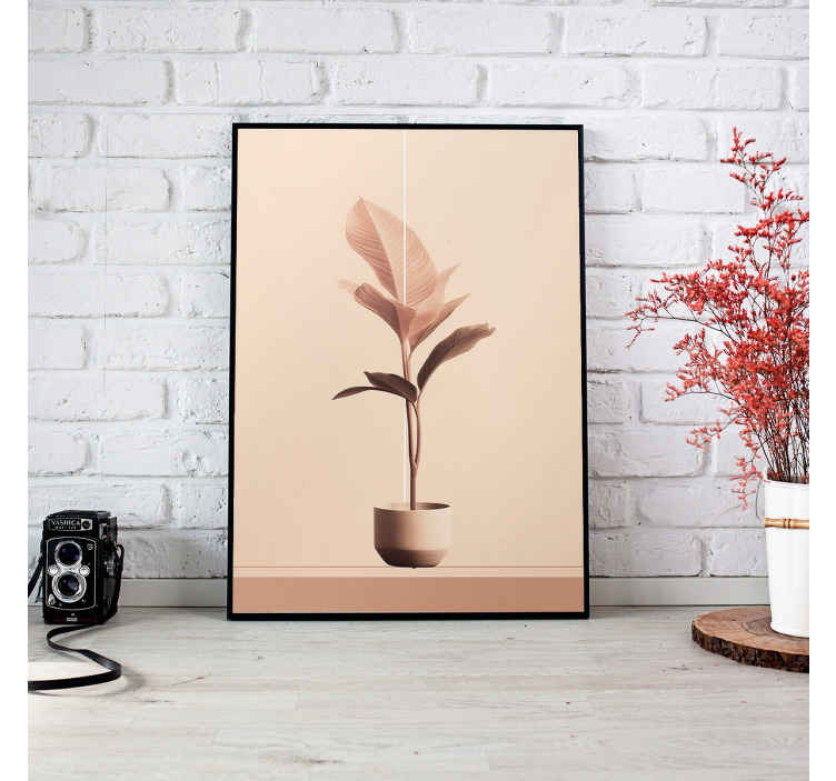 Poster minimalista pianta verticale nei colori beige - TenStickers