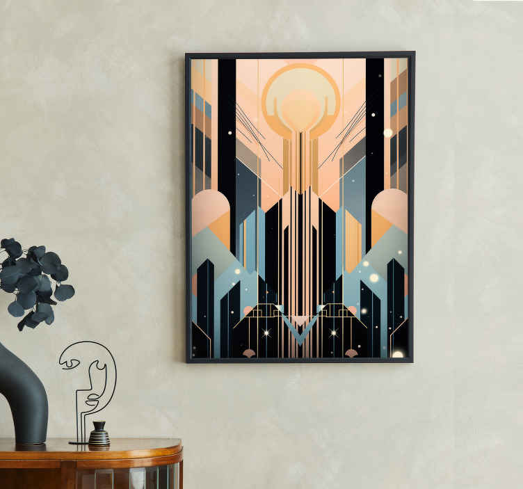 Pink and blue shapes Art Déco poster - TenStickers