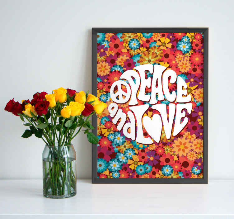 Poster con fiori pace e amore - TenStickers