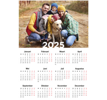 Kalender 2025 aanpasbare poster - TenStickers